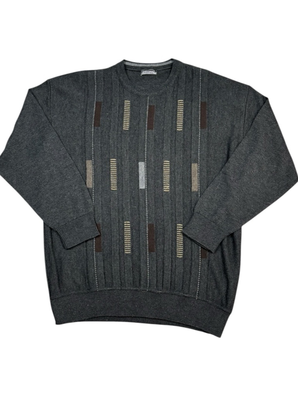 Cooper Vintage Knit Wool Blend Long Sleeve Patterned Crew Neck Sweater XXL